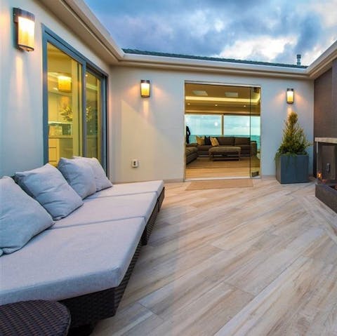 Gather for an alfresco movie night in the courtyard