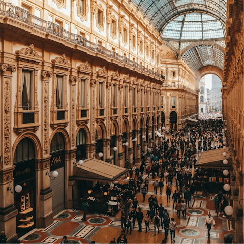 Stay just a ten-minute walk from Milan's luxury shopping areas