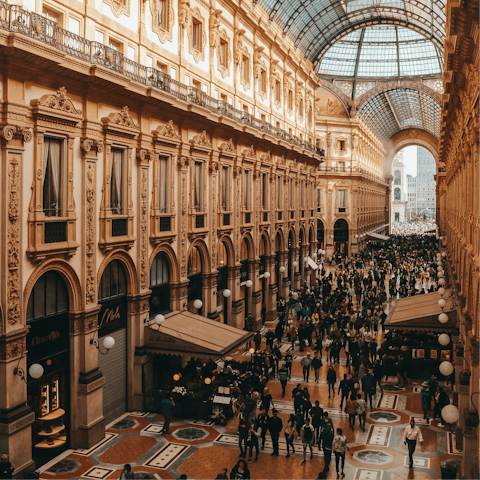 Stay just a ten-minute walk from Milan's luxury shopping areas