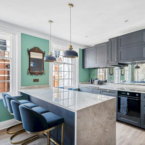 Whip up breakfasts in the modern kitchen or catch up on some emails