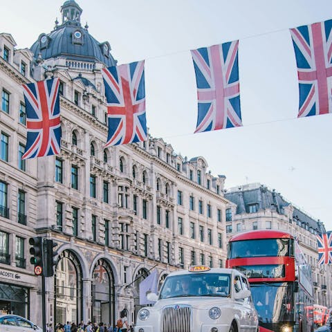 Spend your days shopping along Oxford Street, a five-minute walk away