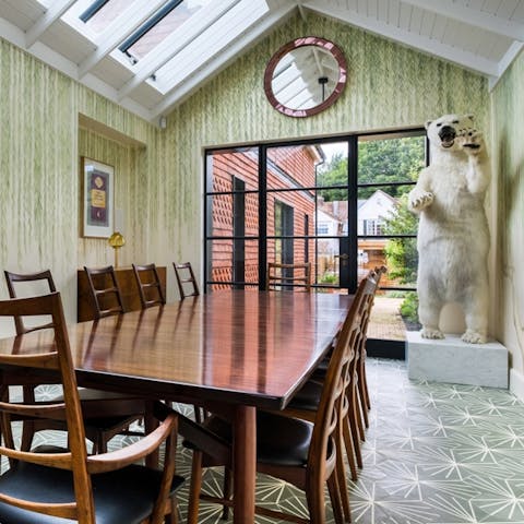 Host an unforgettable dinner in the kitsch dining room