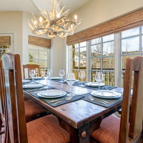 Share delicious meals at the elegant dining table