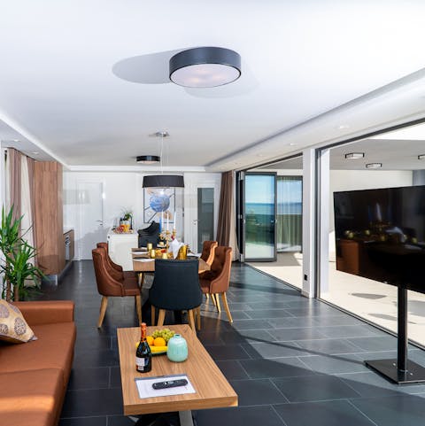Hang out in the breezy living areas
