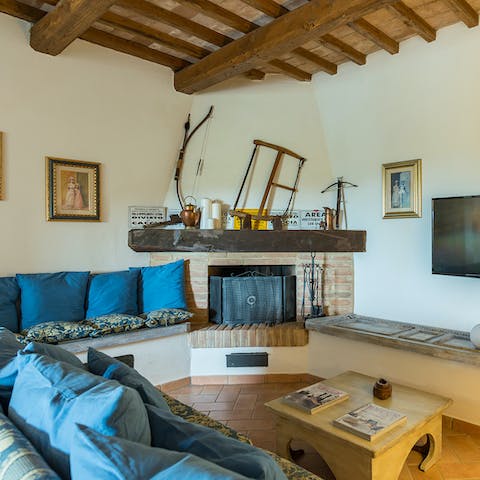 Get cosy in front of the fireplace