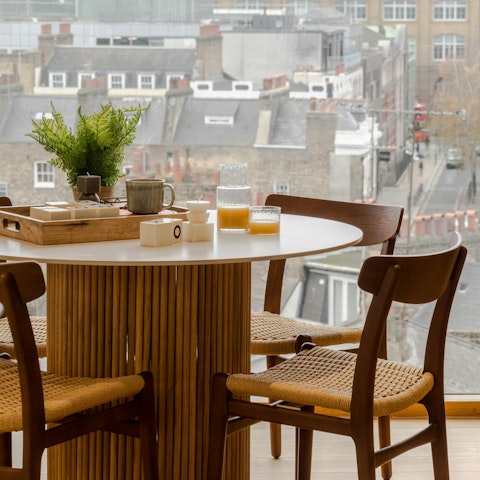 Work from home at the dining table after a hearty breakfast