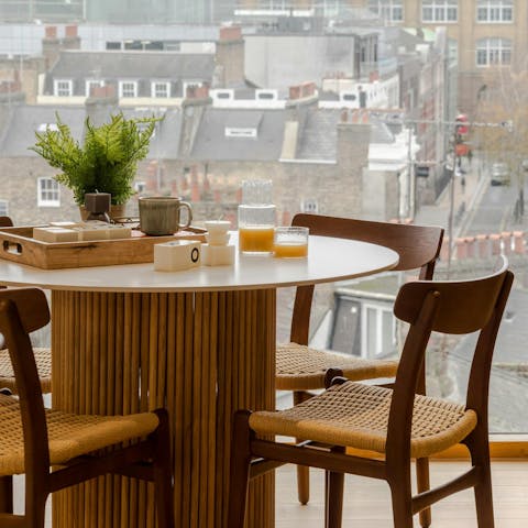 Work from home at the dining table after a hearty breakfast