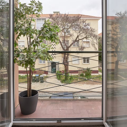 Step out onto the private balcony to enjoy your morning coffee in the sun