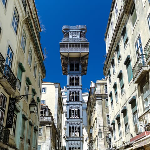 Take a ride on the Santa Justa Lift, twenty minutes away by Metro