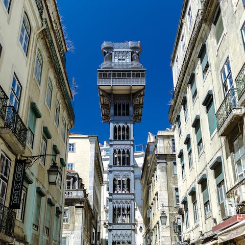 Take a ride on the Santa Justa Lift, twenty minutes away by Metro