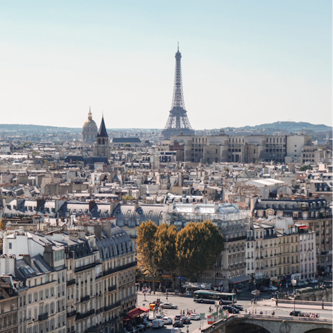 Have a two-minute stroll over to the iconic Eiffel Tower