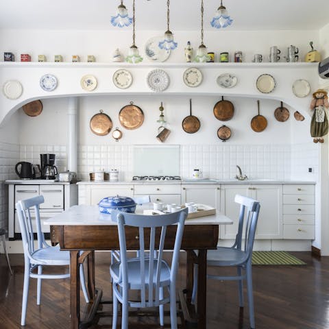 Try your hand at gnocchi rolling in the classic country-style kitchen