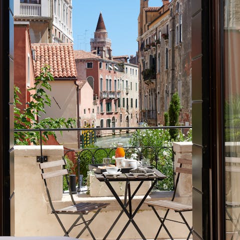 Savour canal views from one of three private terraces