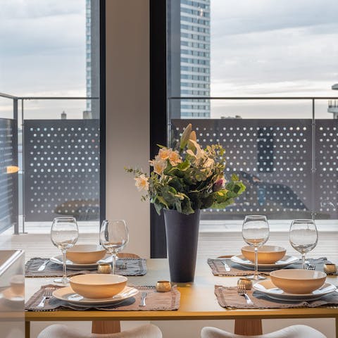 Enjoy a breakfast of Belgian pastries in the light-filled living space