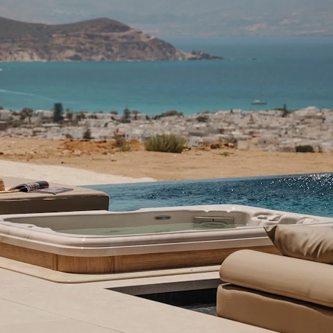 Enjoy incredible views while soaking in the Jacuzzi