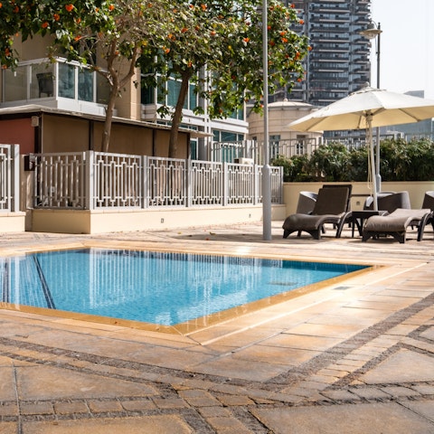 Cool off from the Dubai sunshine at the communal pool