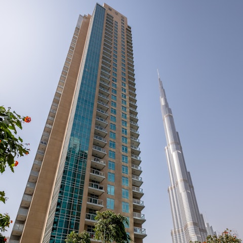 Stay just an eighteen-minute walk away from the Burj Khalifa