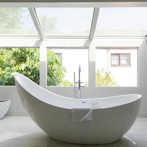 Soak in the elaborate slipper tub in the master bathroom