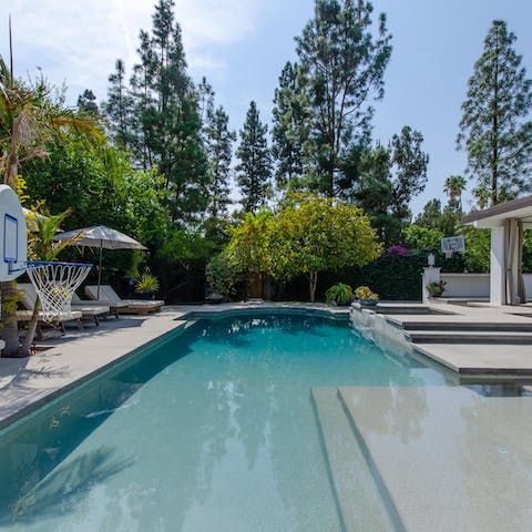 Take a dip in the Roman-style swimming pool