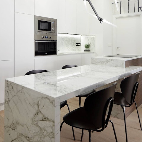 Prepare a Basque-style meal in the sleek kitchen