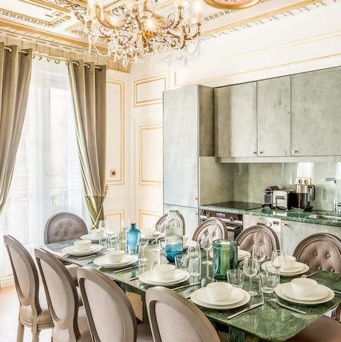 Serve a home-cooked dinner paired with local French wine at the lavished dining area