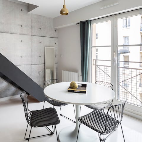 Share romantic suppers in the elegant dining area