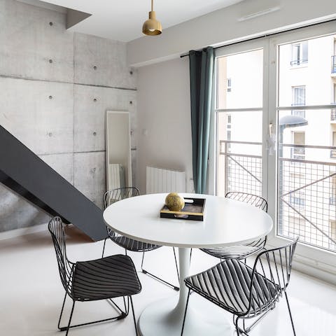 Share romantic suppers in the elegant dining area