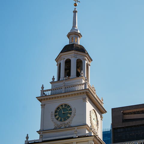 Visit Independence Hall, a seventeen-minute walk away