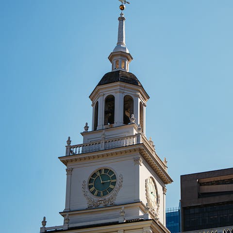 Visit Independence Hall, a seventeen-minute walk away