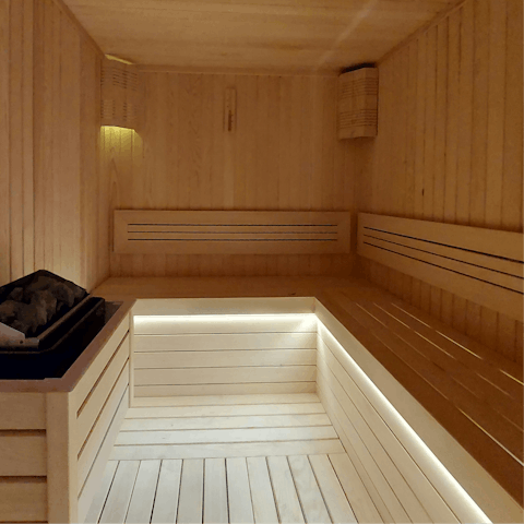 Recharge in the wellness area, complete with a private sauna