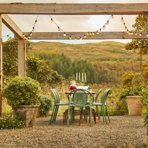 Lap up the stunning Scottish countryside views from the garden