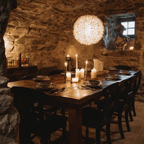 Hire a private chef to rustle up a medieval feast served at the majestic dining area
