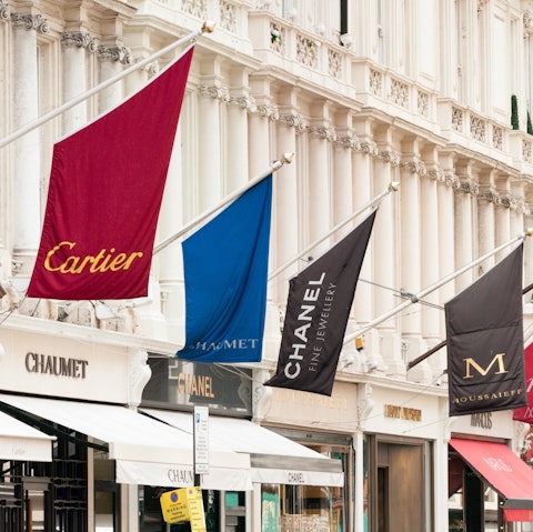 Discover the designer boutiques of New Bond Street – seven minutes away on foot