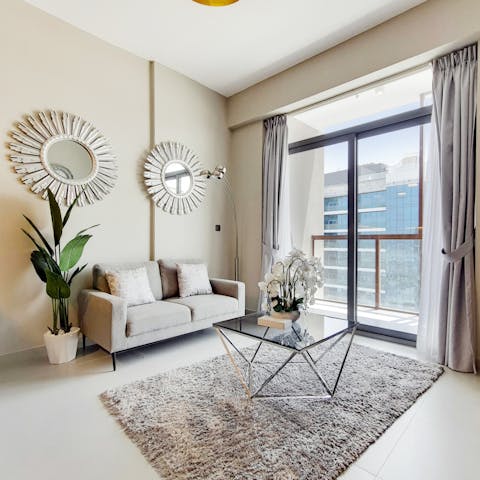 Enjoy lounging in the stylish living area after long days of discovering the city