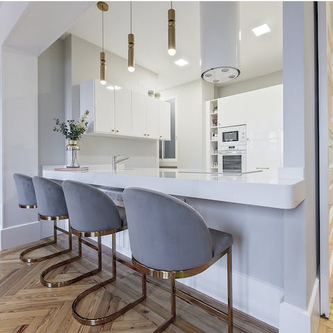 Kick off the day with coffee and churros at the sleek breakfast bar