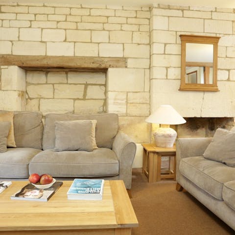 Admire the exposed stonework of this period cottage