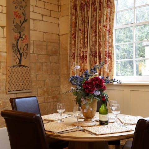 Lay the table for a cosy evening meal in after a day exploring the castle grounds