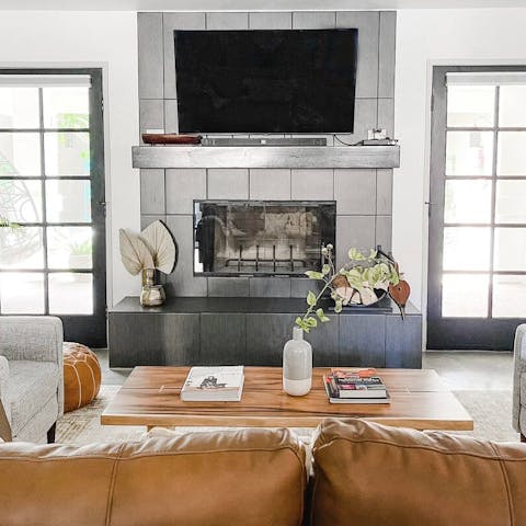 Cosy up for a movie night in front of the fire