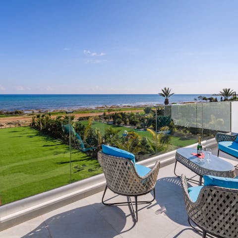 Enjoy uninterrupted sea views whilst relaxing on the terrace
