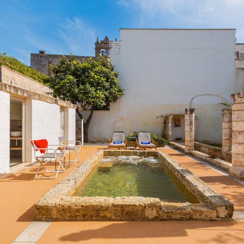 Take a dip in the private pool and relax on the whirlpool corner