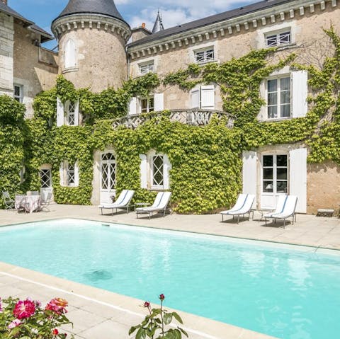 Laze by the pool in the verdant courtyard