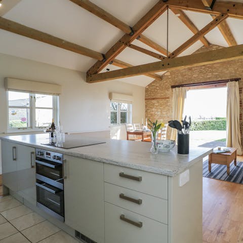 Cook a Sunday roast in the well-equipped kitchen