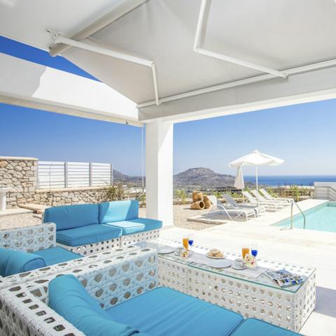 Sip your morning coffee under the shaded terrace with breath-taking views