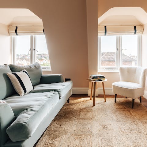 Make yourself at home in the bright living area after a day of walking the Downs and exploring your Redland neighbourhood