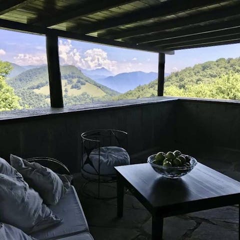 Admire the mountain view from the balcony