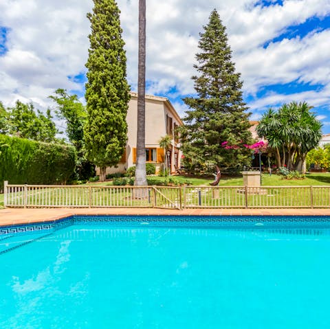 Make a splash in the private swimming pool