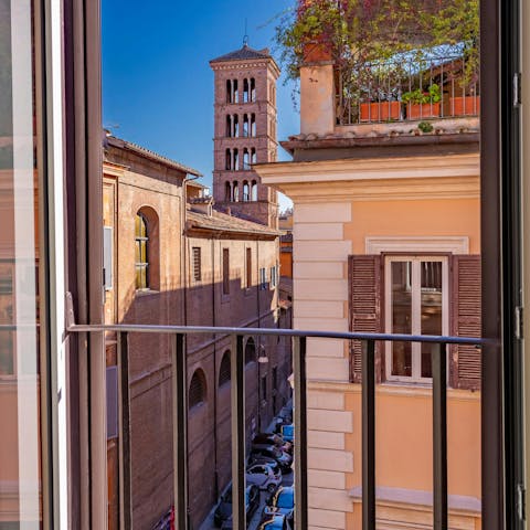 Take in the beautiful views of the Basilica of Saint Mary in Cosmedin