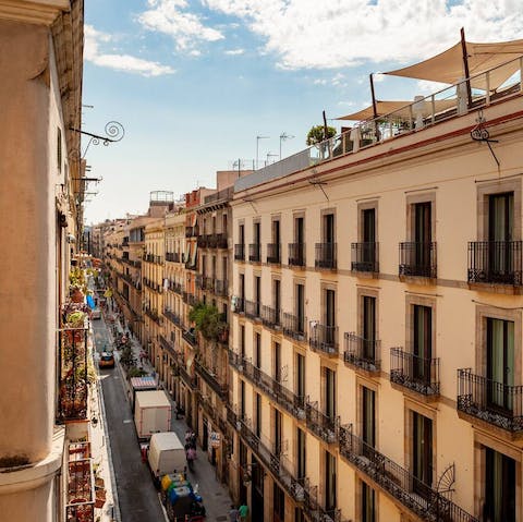 Admire the street scenes below as you sip your morning coffee