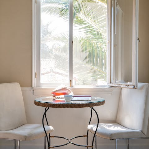 Enjoy breakfast at the bright table in the eat-in kitchen