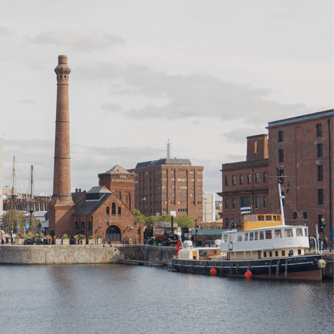 Explore the shops and galleries of Albert Dock – a fifteen minute stroll away